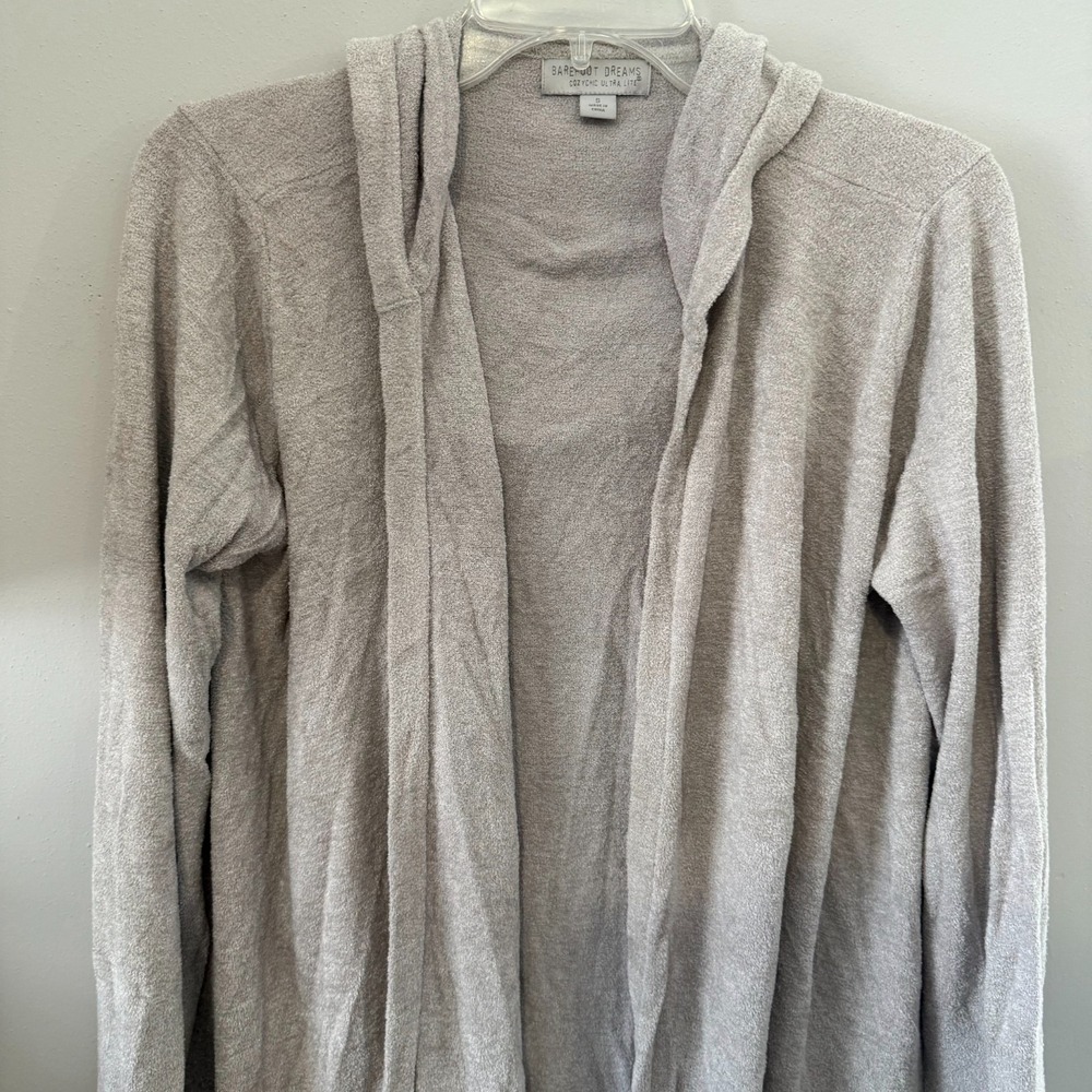 Barefoot Dreams CozyChic Ultra Lite Hooded Cardigan Women's Small Beige‎ Sweater - Picture 3 of 9